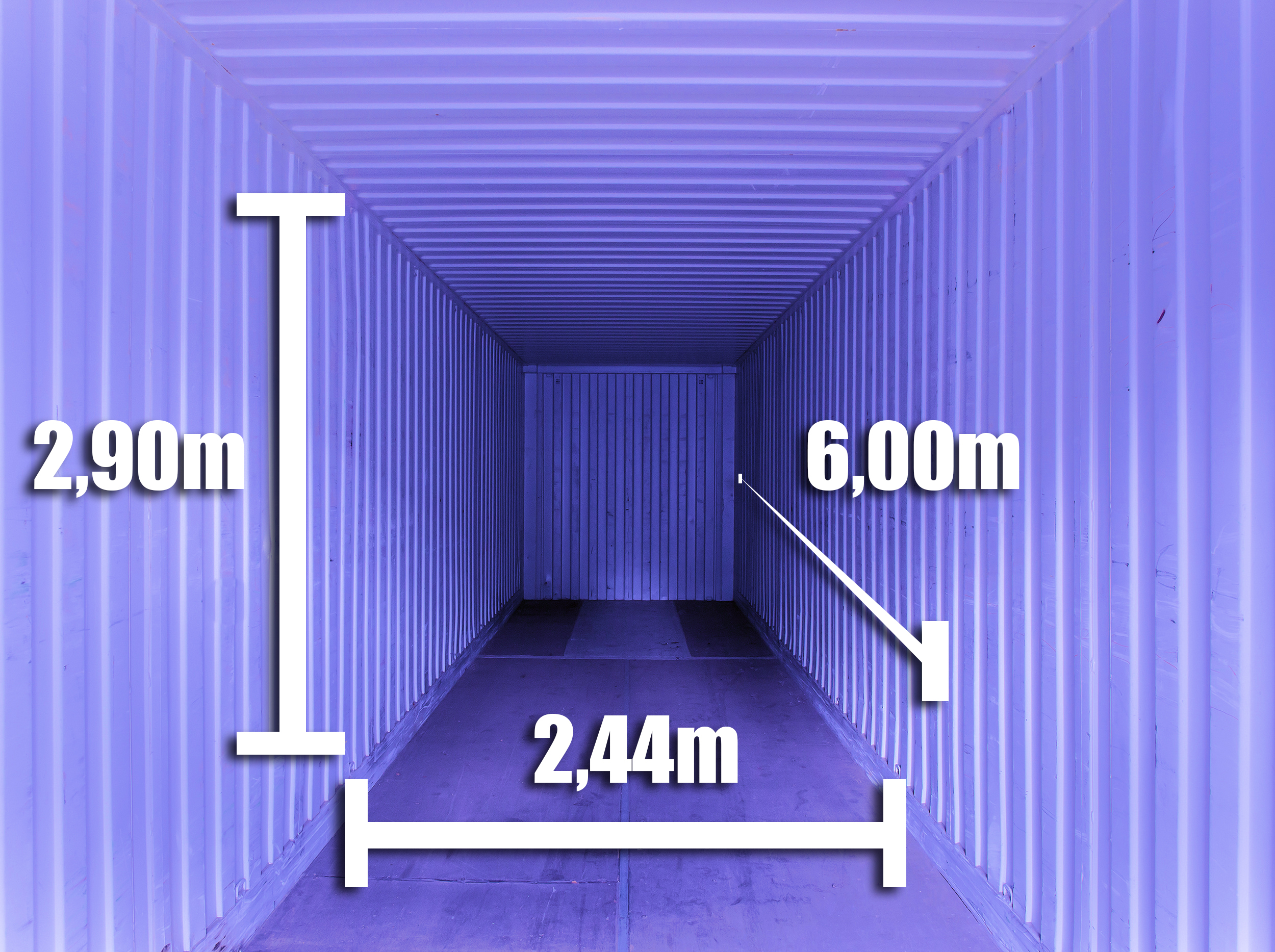 Empty cargo sea container. View from inside.
